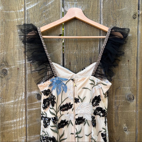 Cream Showstopper Embroidered Sequin Bodycon Maxi Dress 🌿 - Picture 5 of 10